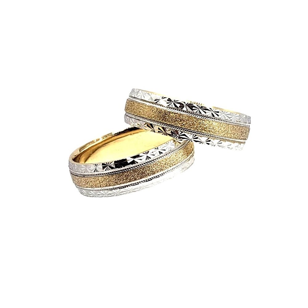 Solid 14K White and Yellow Gold Two Tone Wedding Ring - Picture 16 of 16